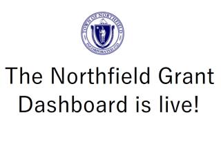 Town seal above the words "The Northfield Grant Dashboard is live!"